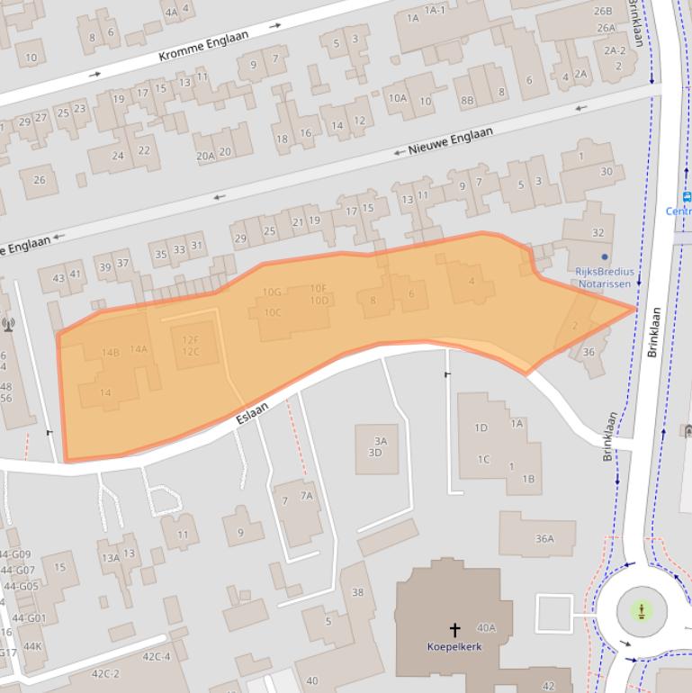 Kaart van postcodegebied 1404EG.