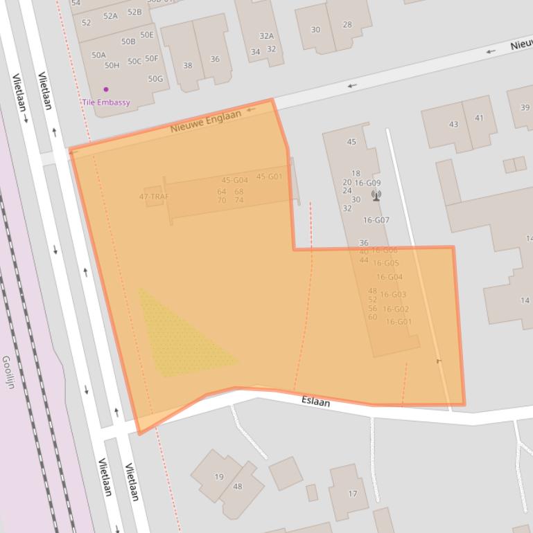 Kaart van postcodegebied 1404EJ.