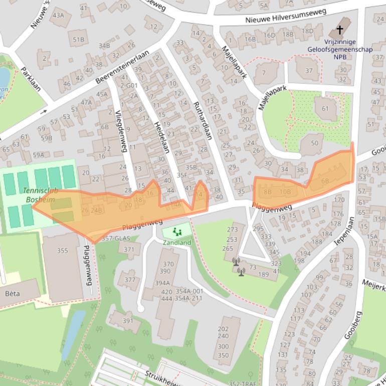 Kaart van postcodegebied 1406SE.