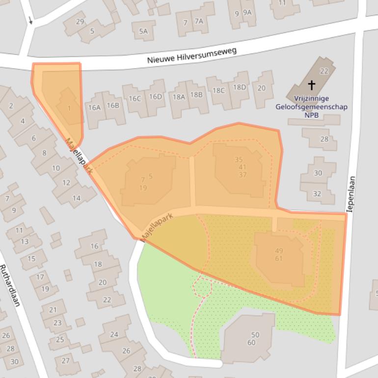 Kaart van postcodegebied 1406TS.