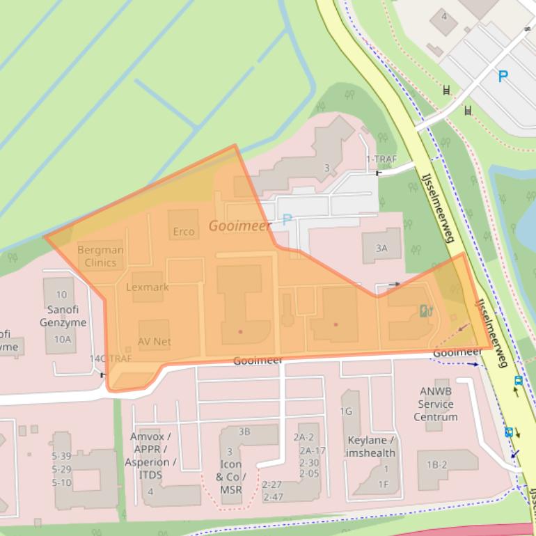 Kaart van postcodegebied 1411DE.