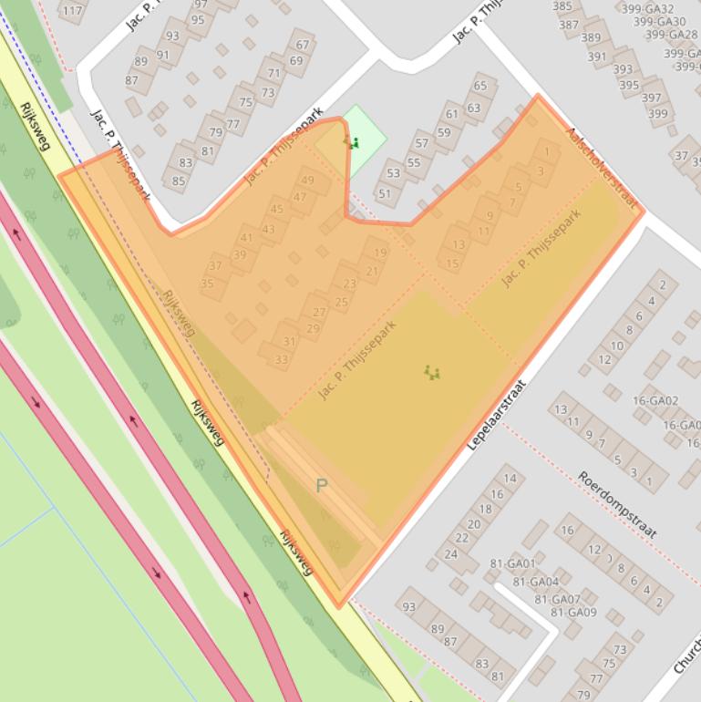 Kaart van postcodegebied 1411XJ.