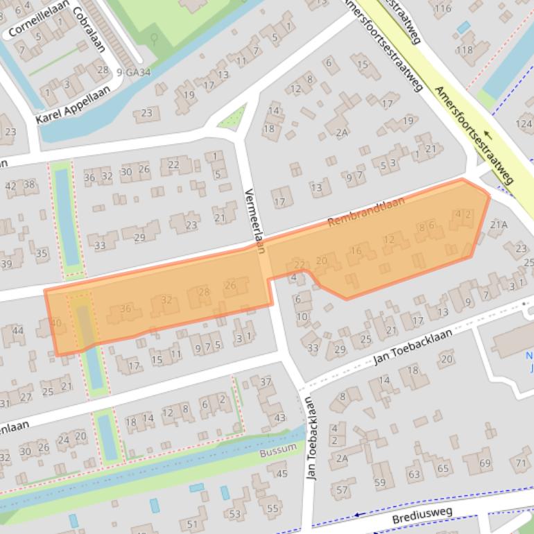 Kaart van postcodegebied 1412JP.