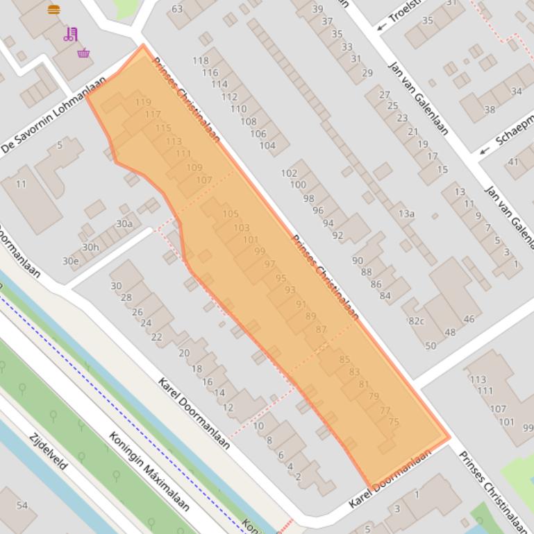 Kaart van postcodegebied 1421BG.