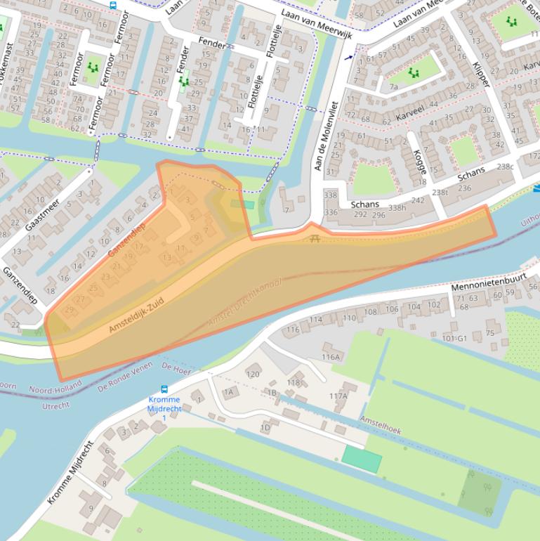 Kaart van postcodegebied 1423DA.