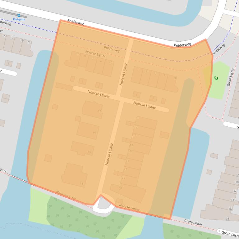 Kaart van postcodegebied 1423RZ.