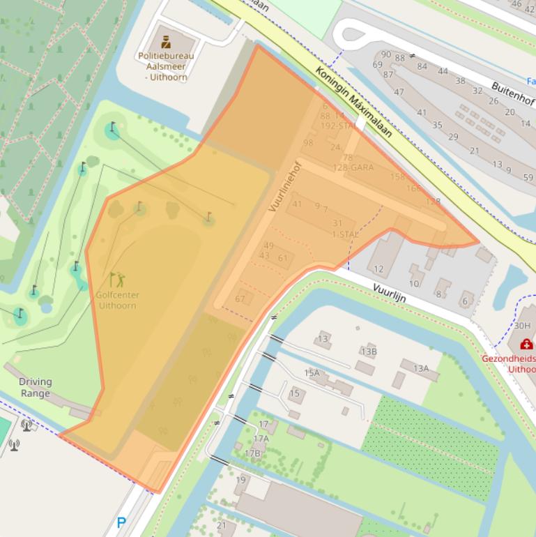 Kaart van postcodegebied 1424KA.