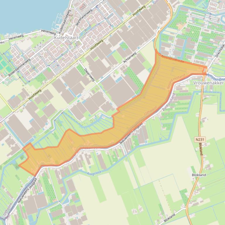 Kaart van postcodegebied 1424PT.