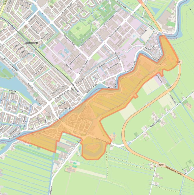 Kaart van postcodegebied 1427.