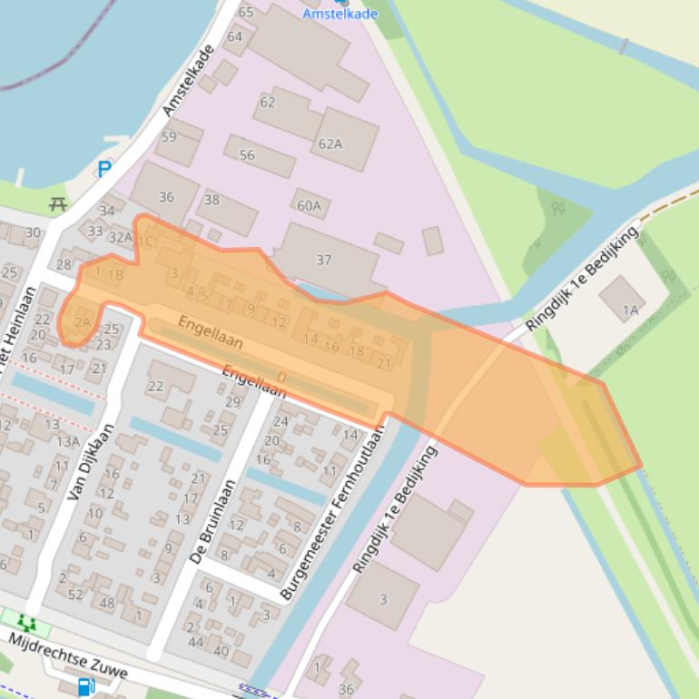 Kaart van postcodegebied 1427AK.