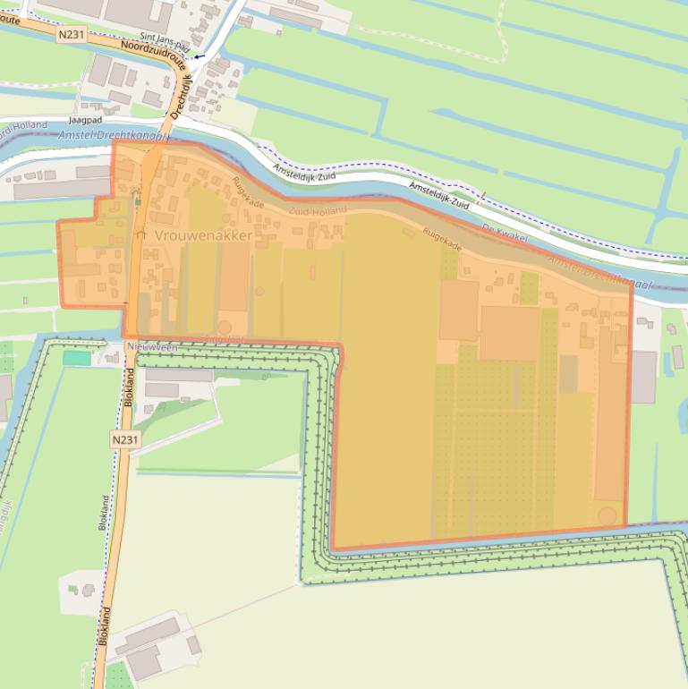 Kaart van postcodegebied 1428.