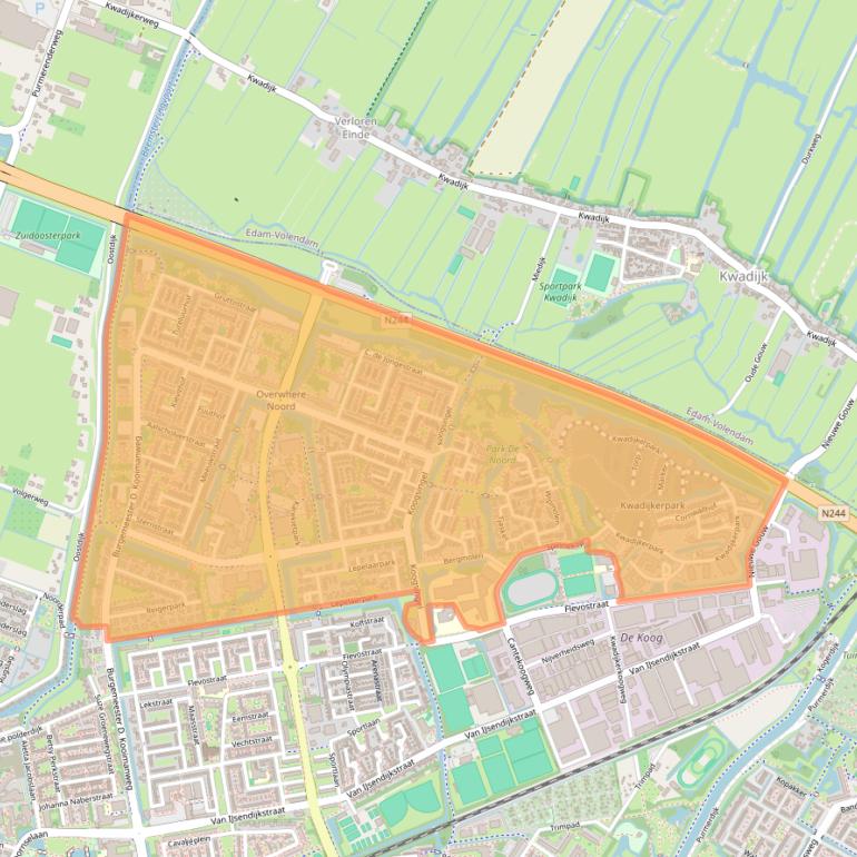 Kaart van postcodegebied 1444.