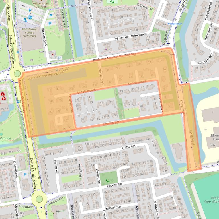 Kaart van postcodegebied 1444HS.
