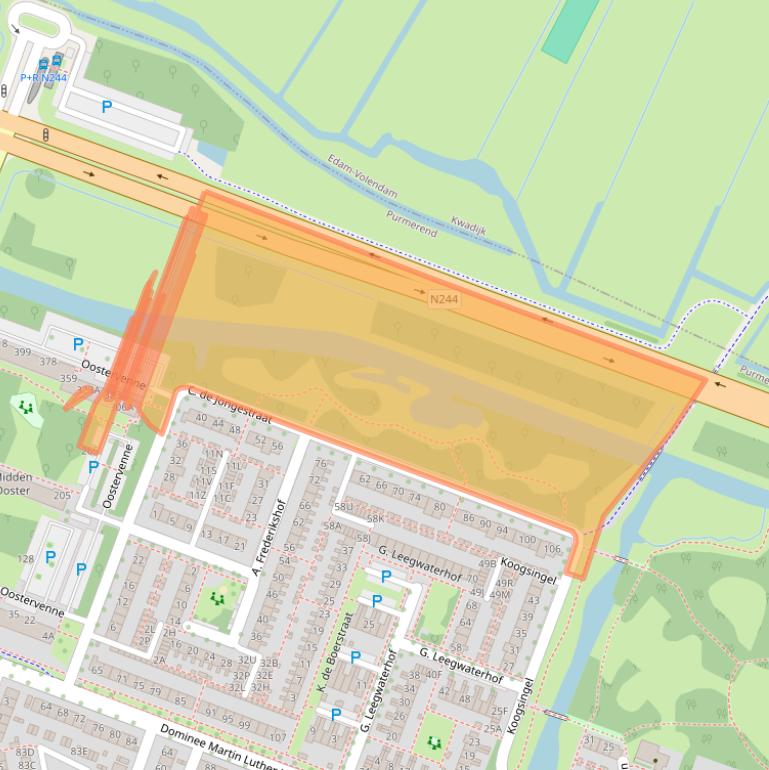Kaart van postcodegebied 1444XL.