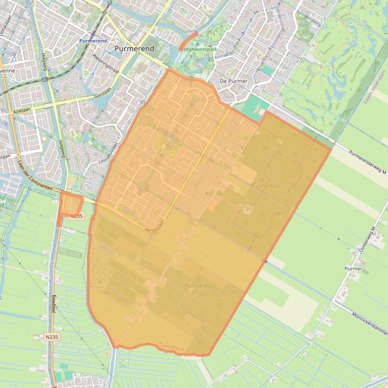 Kaart van postcodegebied 1447.