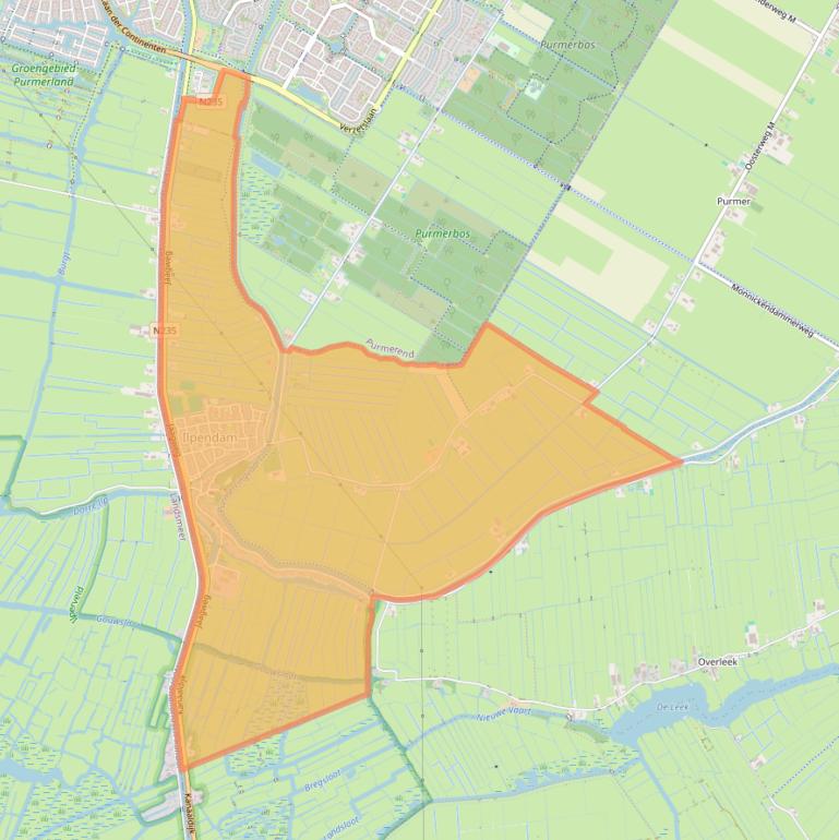 Kaart van postcodegebied 1452.