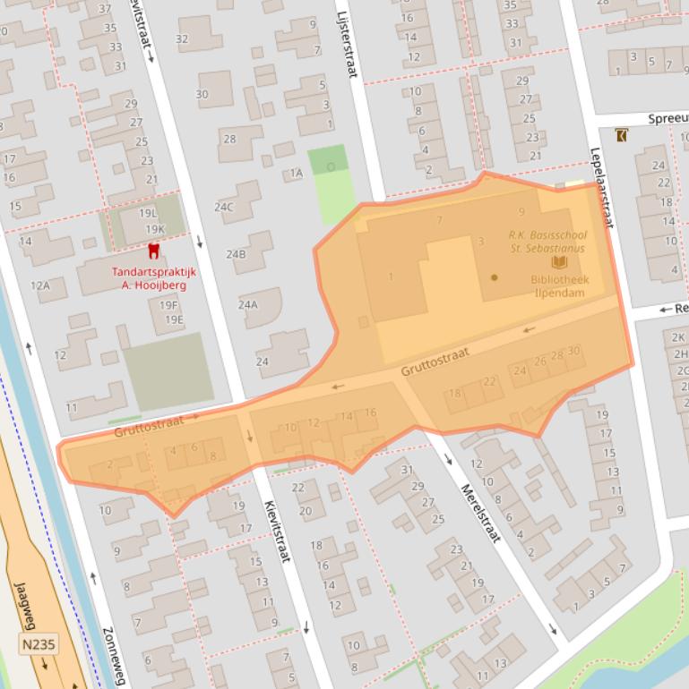 Kaart van postcodegebied 1452XH.