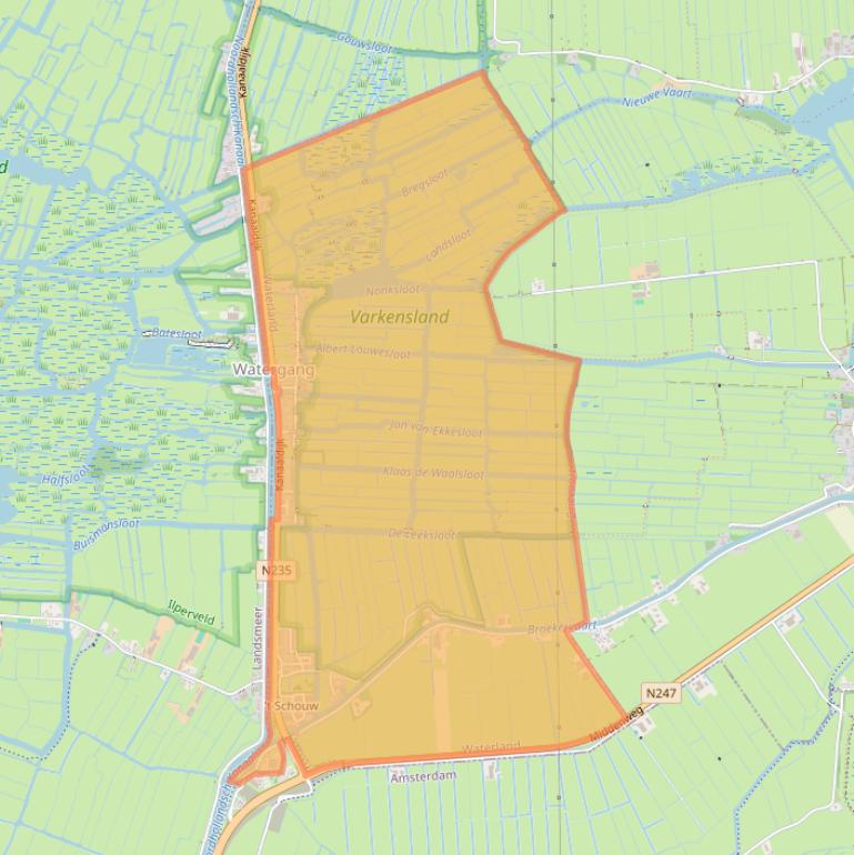 Kaart van postcodegebied 1454.