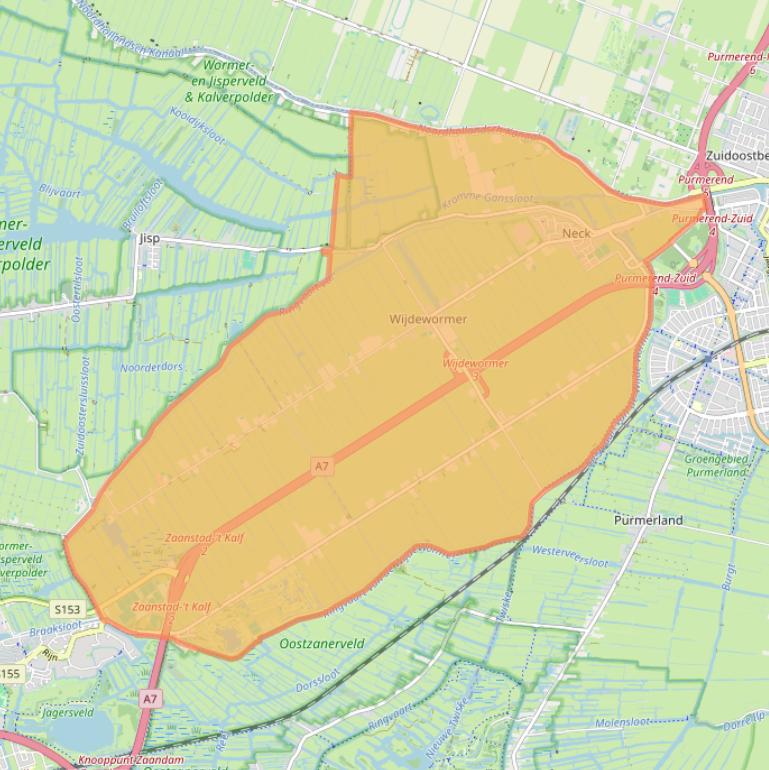 Kaartafbeelding, ingezoomd op postcodegebied 1456.