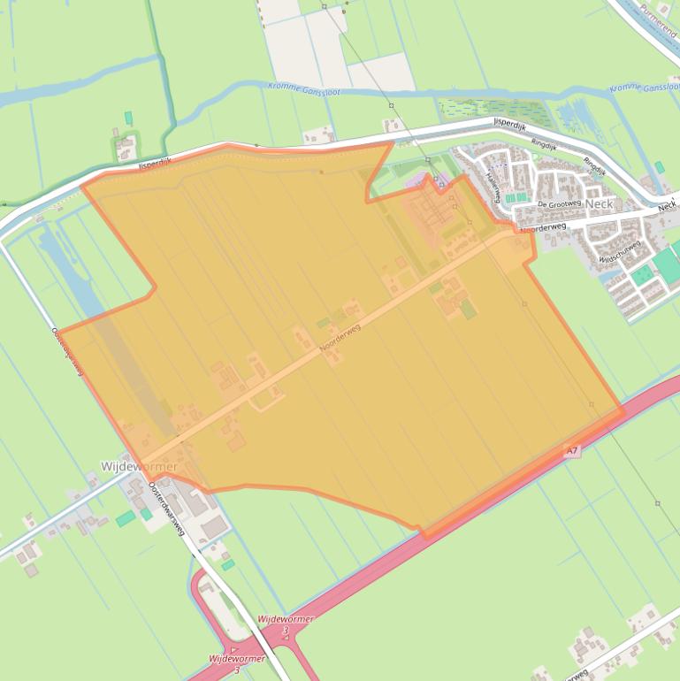 Kaart van postcodegebied 1456NM.