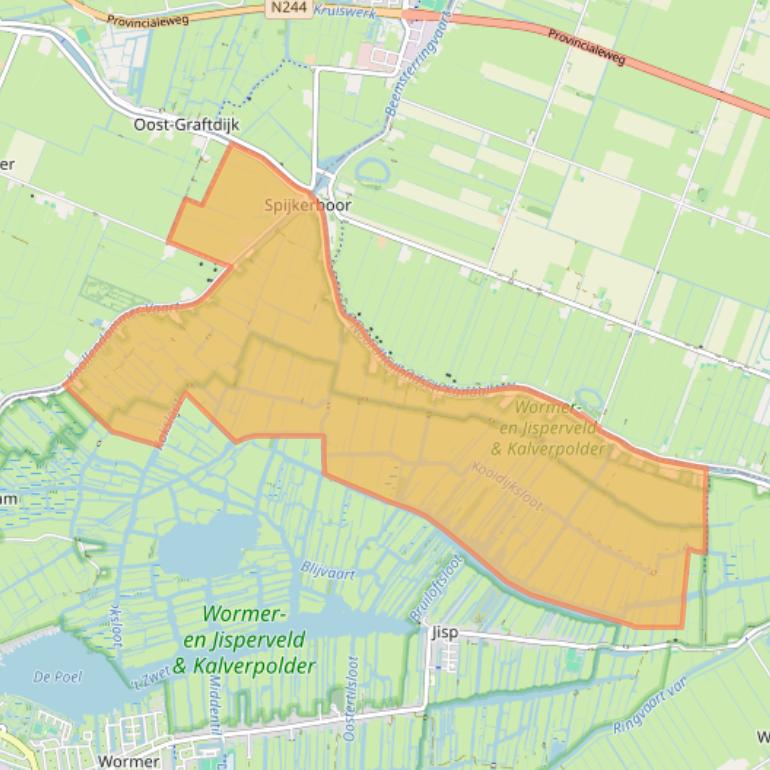 Kaartafbeelding, ingezoomd op postcodegebied 1458.