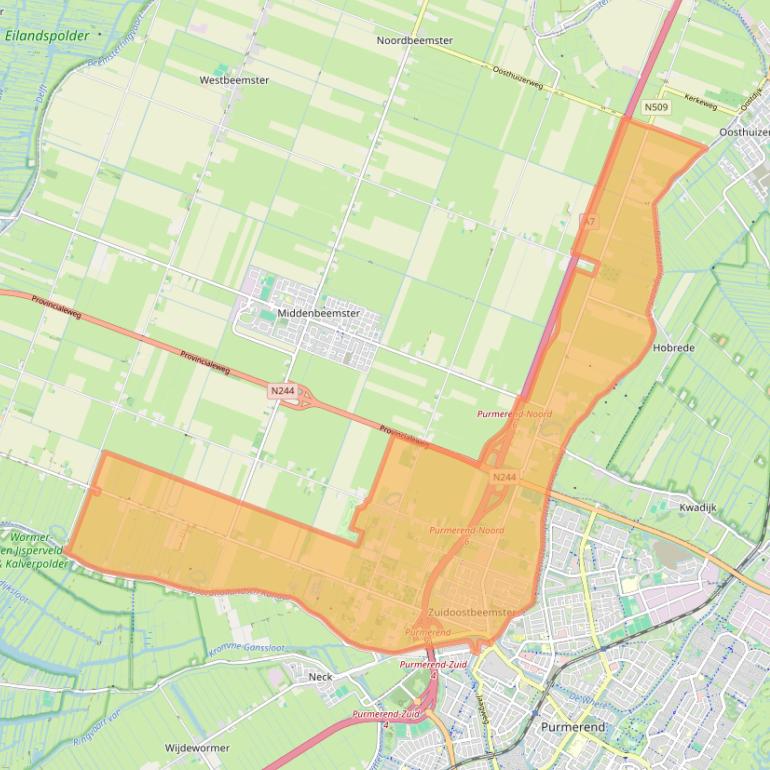 Kaart van postcodegebied 1461.