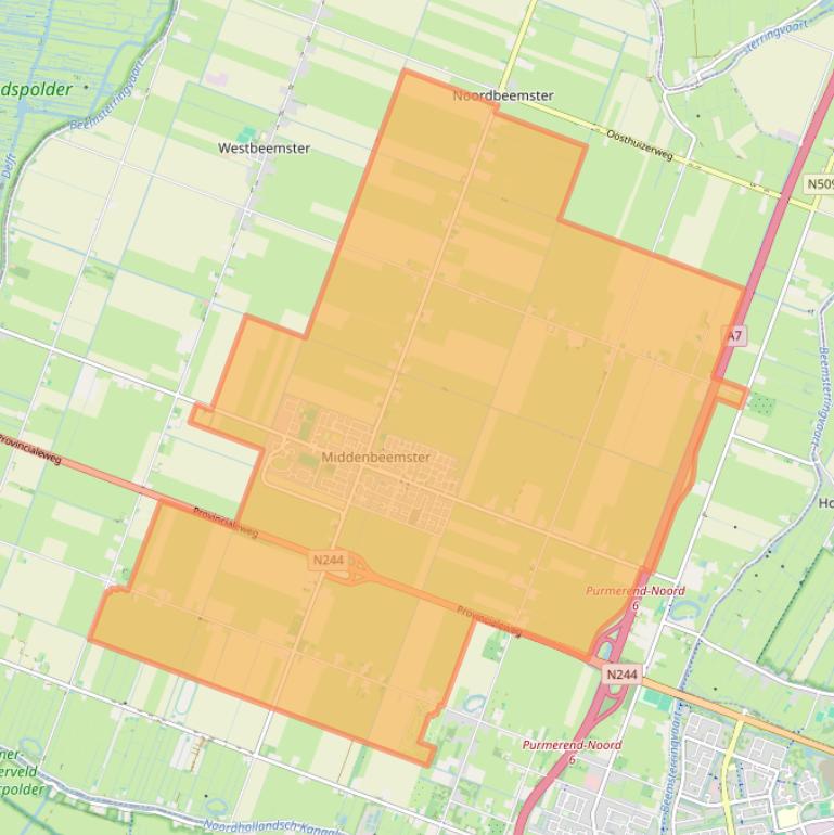 Kaart van postcodegebied 1462.