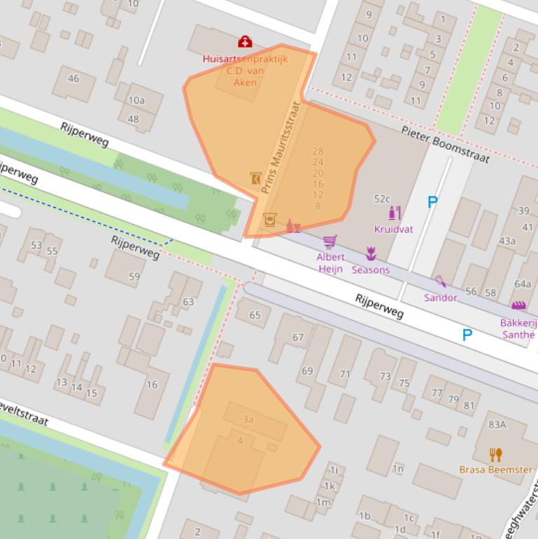 Kaart van postcodegebied 1462JJ.