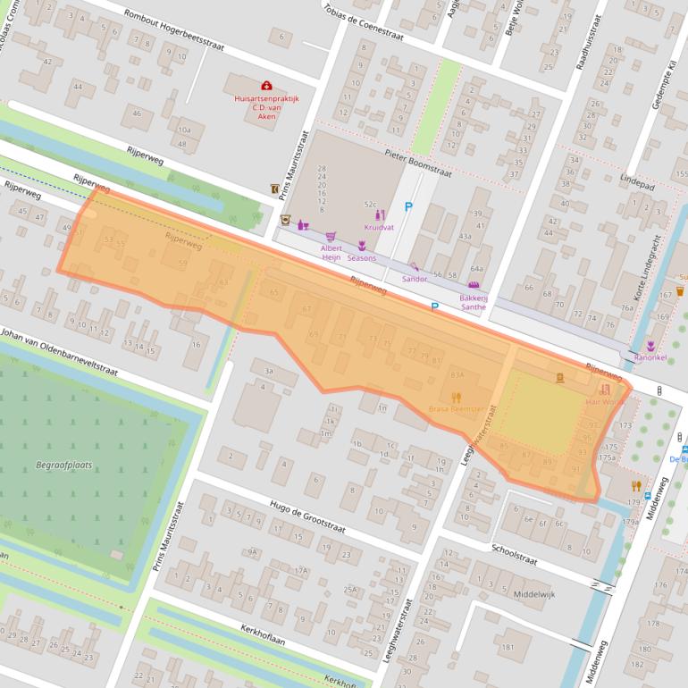 Kaart van postcodegebied 1462MD.