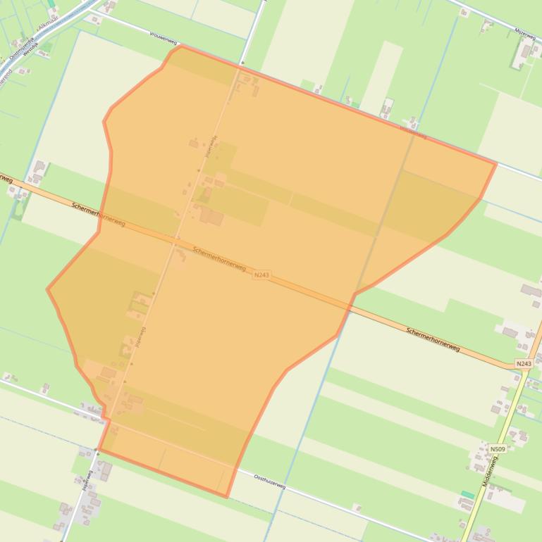 Kaart van postcodegebied 1463ND.
