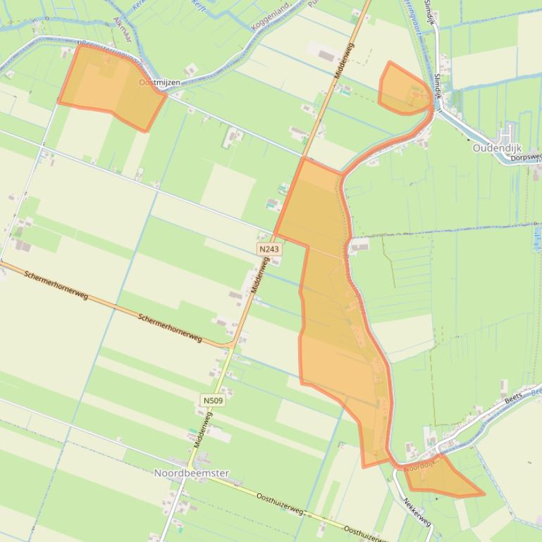 Kaart van postcodegebied 1463PJ.