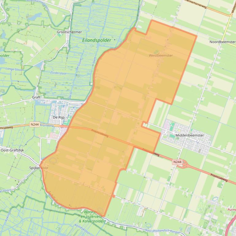 Kaartafbeelding, ingezoomd op postcodegebied 1464.