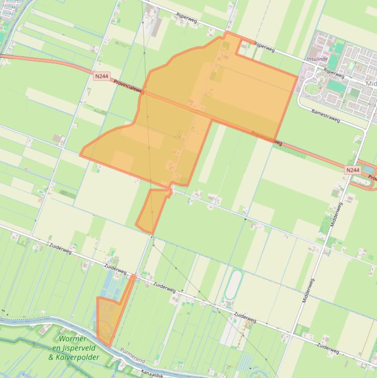 Kaart van postcodegebied 1464NL.