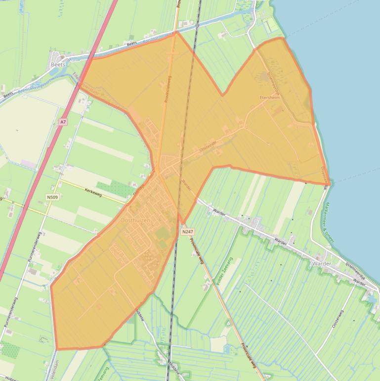 Kaart van postcodegebied 1474.