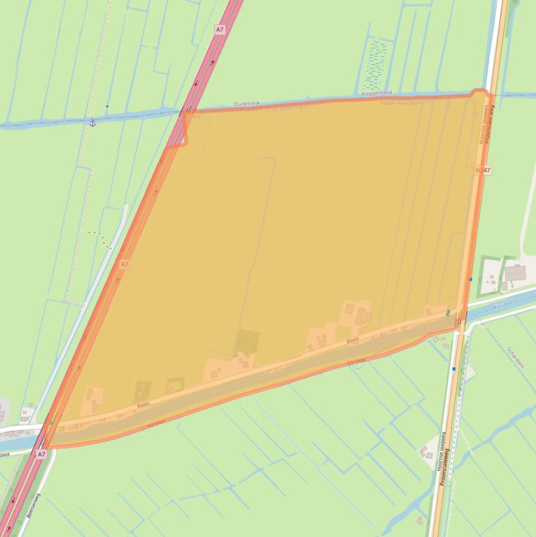 Kaart van postcodegebied 1475JB.