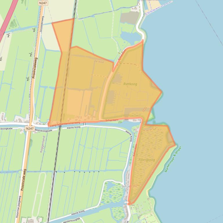 Kaart van postcodegebied 1476ND.