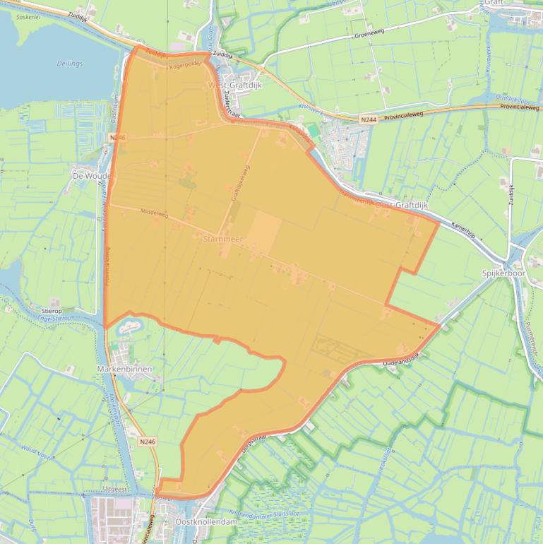 Kaartafbeelding, ingezoomd op postcodegebied 1488.