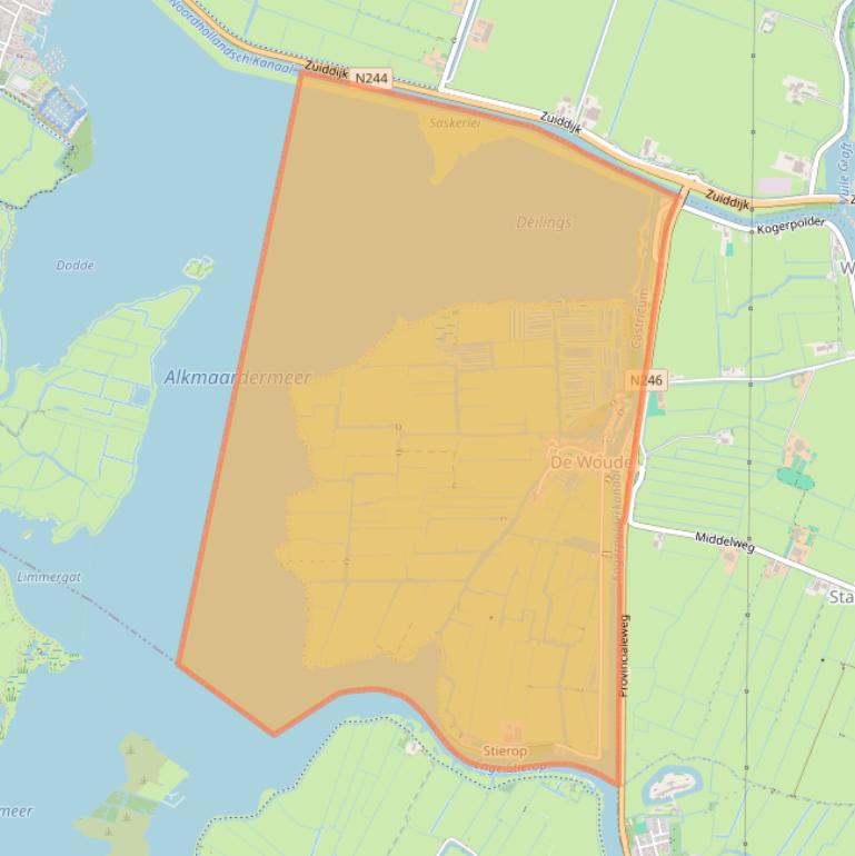 Kaart van postcodegebied 1489.