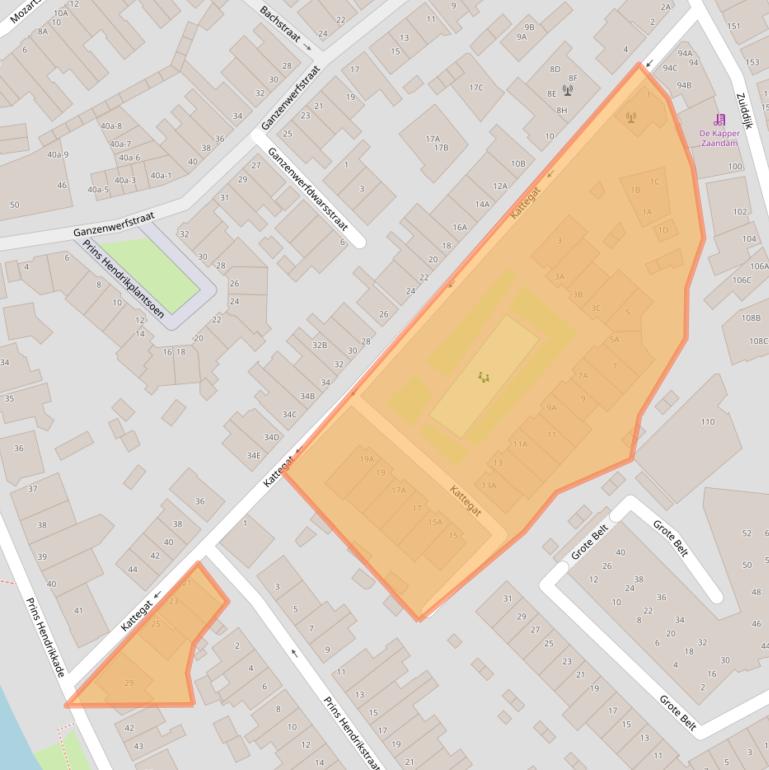 Kaart van postcodegebied 1501AJ.