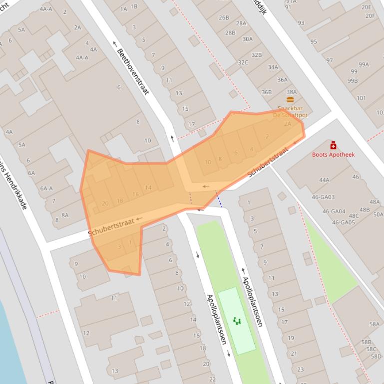 Kaart van postcodegebied 1501BC.