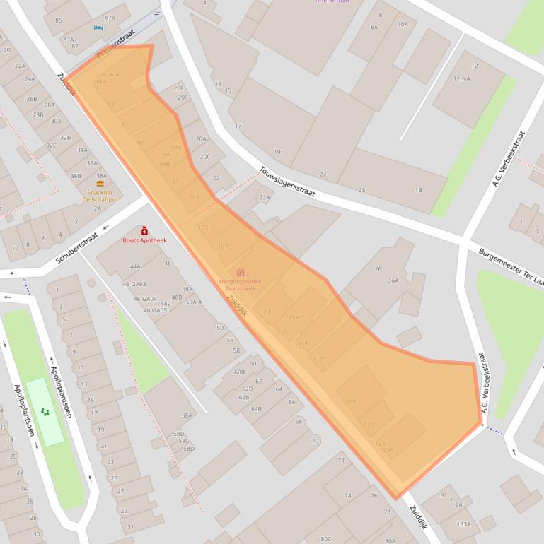 Kaart van postcodegebied 1501CD.