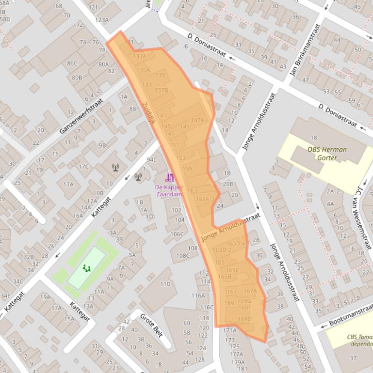 Kaart van postcodegebied 1501CE.