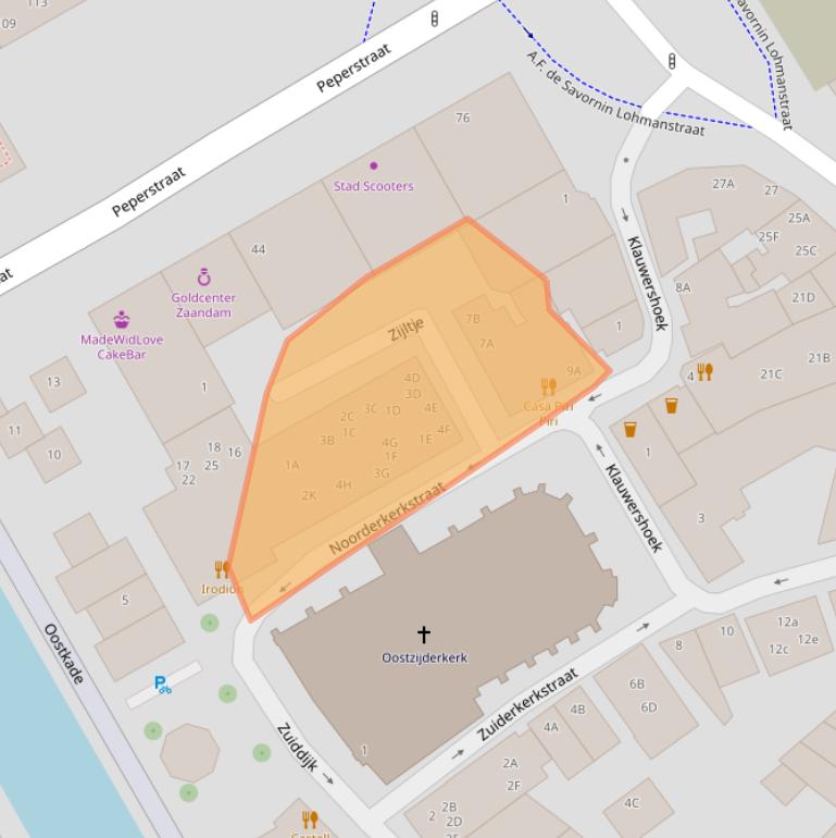 Kaart van postcodegebied 1501NB.