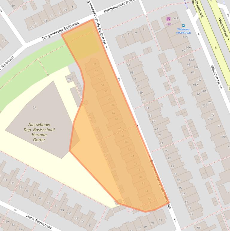 Kaart van postcodegebied 1501SH.