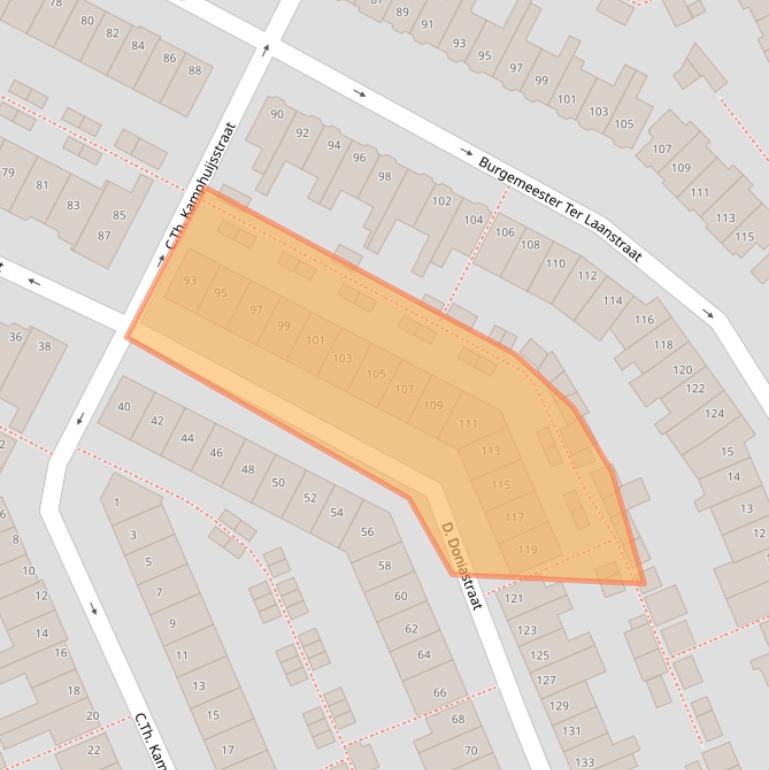 Kaart van postcodegebied 1501TV.