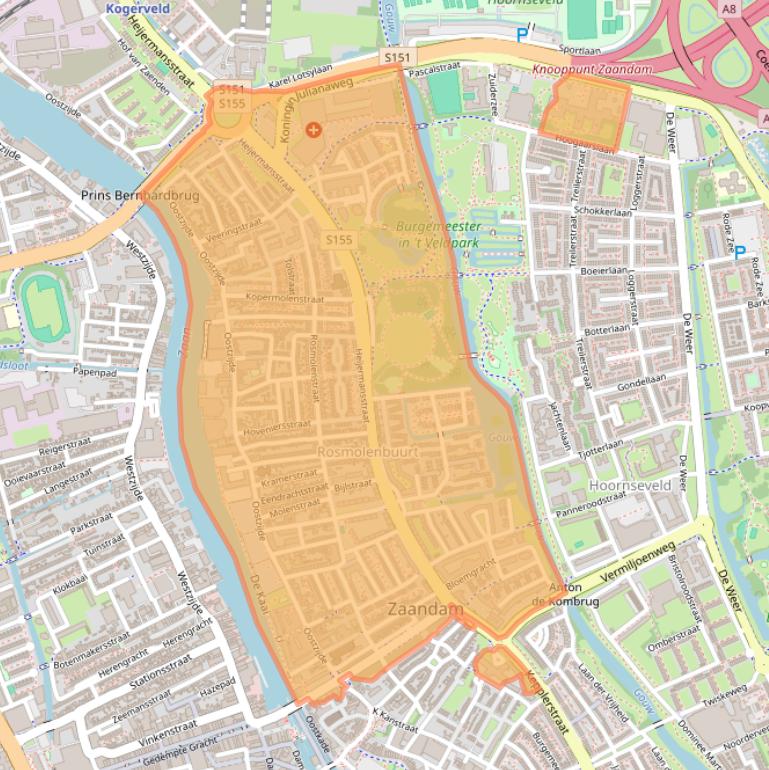 Kaart van postcodegebied 1502.