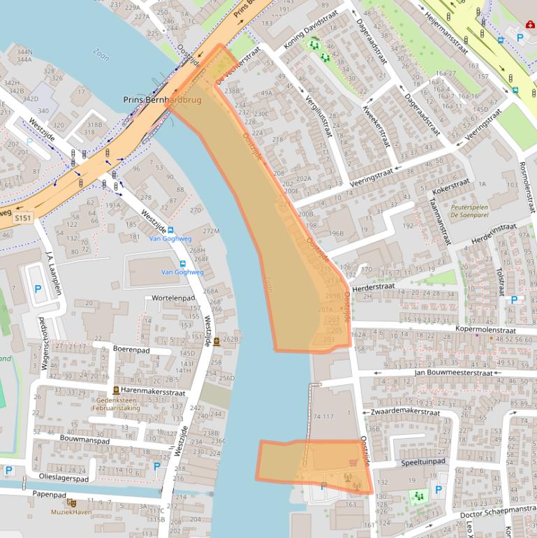 Kaart van postcodegebied 1502BD.