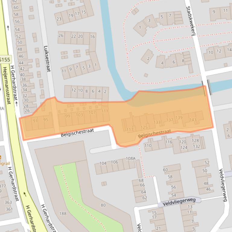 Kaart van postcodegebied 1502DA.