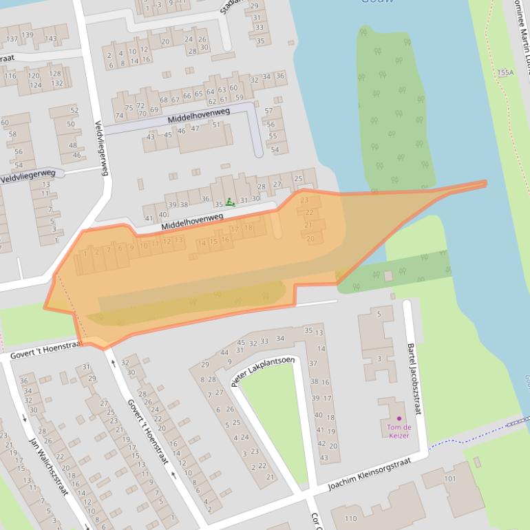 Kaart van postcodegebied 1502EC.