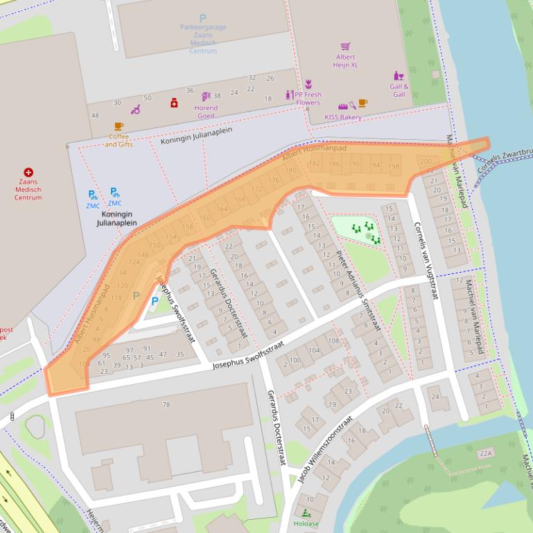 Kaart van postcodegebied 1502EK.